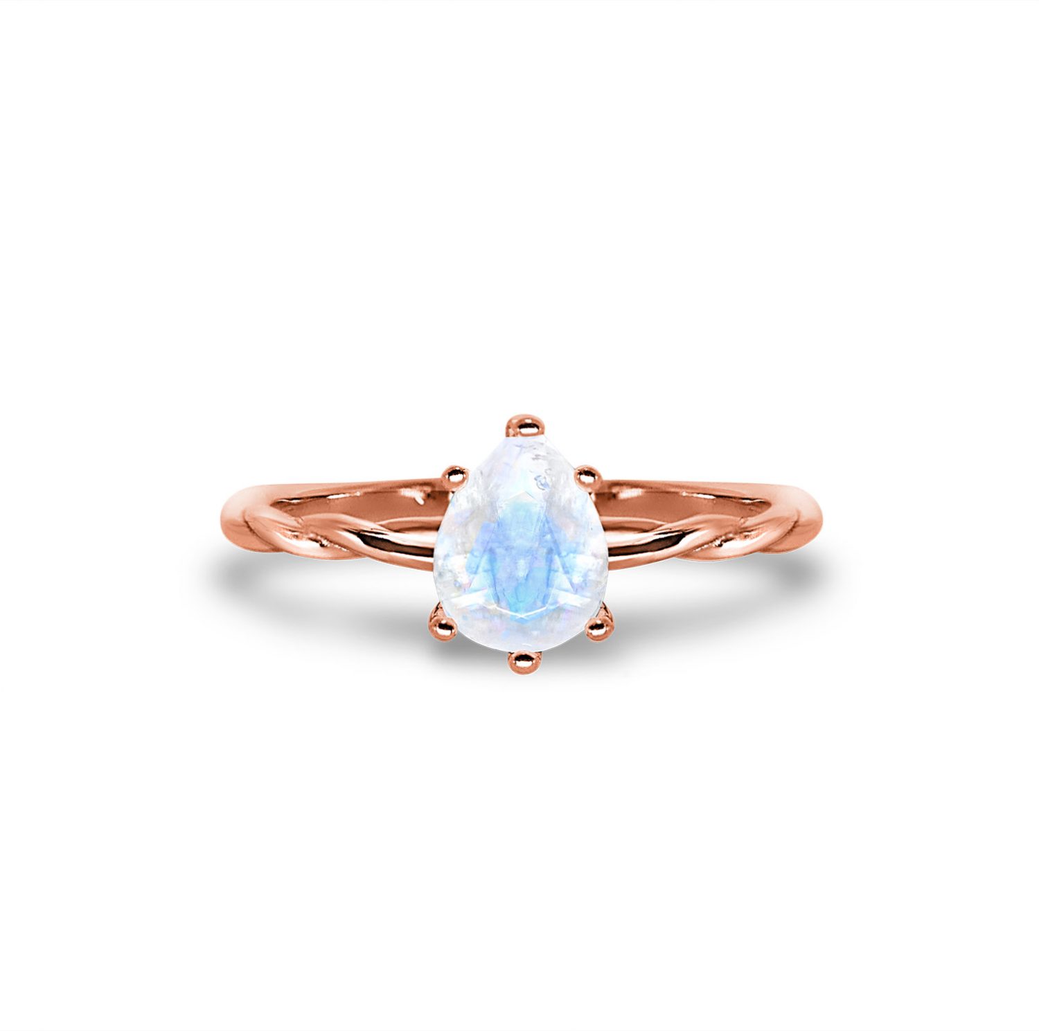 NZ moonstone ring rose gold aenor precious fine jewellery gift for her pear gemstone birthday handmade june birthstone elvish nature romantic drop tear gorgeous elegant