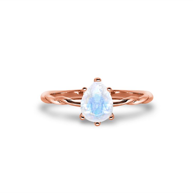 NZ moonstone ring rose gold aenor precious fine jewellery gift for her pear gemstone birthday handmade june birthstone elvish nature romantic drop tear gorgeous elegant