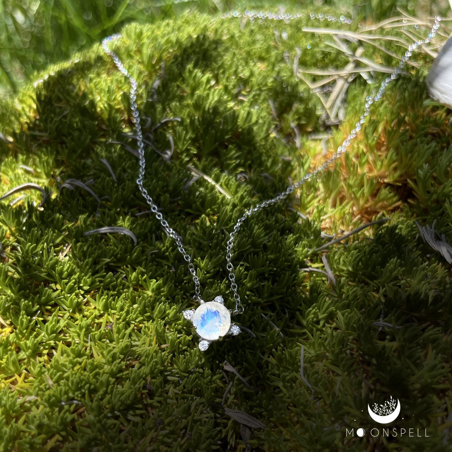 NZ moonstone necklace pendant arya precious fine jewellery sterling silver gift for her birthday handmade june gemstone birthstone star elegant romantic elvish