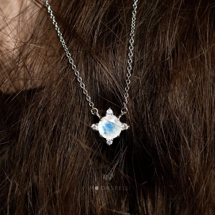 NZ moonstone necklace pendant arya precious fine jewellery sterling silver gift for her birthday handmade june gemstone birthstone star elegant romantic elvish