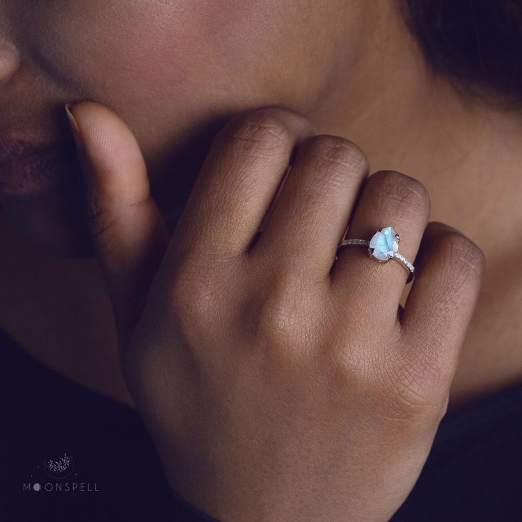 NZ moonstone ring precious fine sterling silver jewellery gift for her birthday handmade