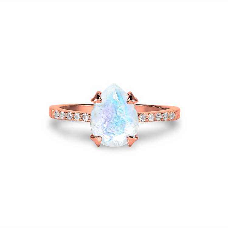 NZ moonstone ring rose gold precious fine sterling silver jewellery gift for her birthday handmade