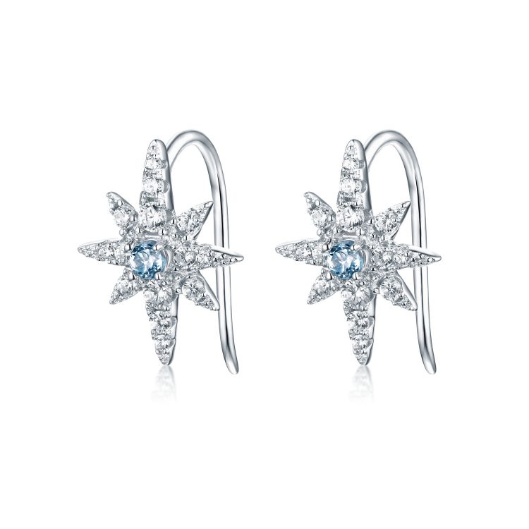 NZ north star earrings blue topaz 925 sterling silver white gold 18k plating vermeil precious fine jewellery gift for her birthday handmade