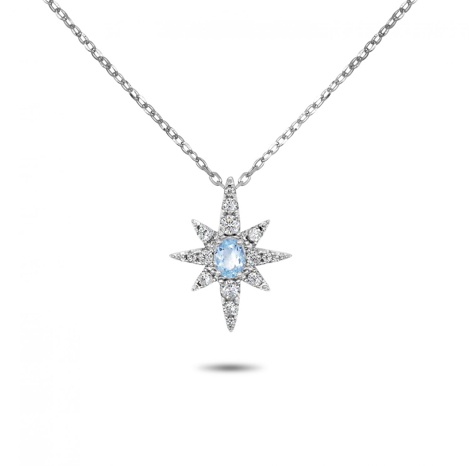 NZ north star necklace blue topaz 925 sterling silver white gold 18k plating vermeil precious fine jewellery gift for her birthday handmade