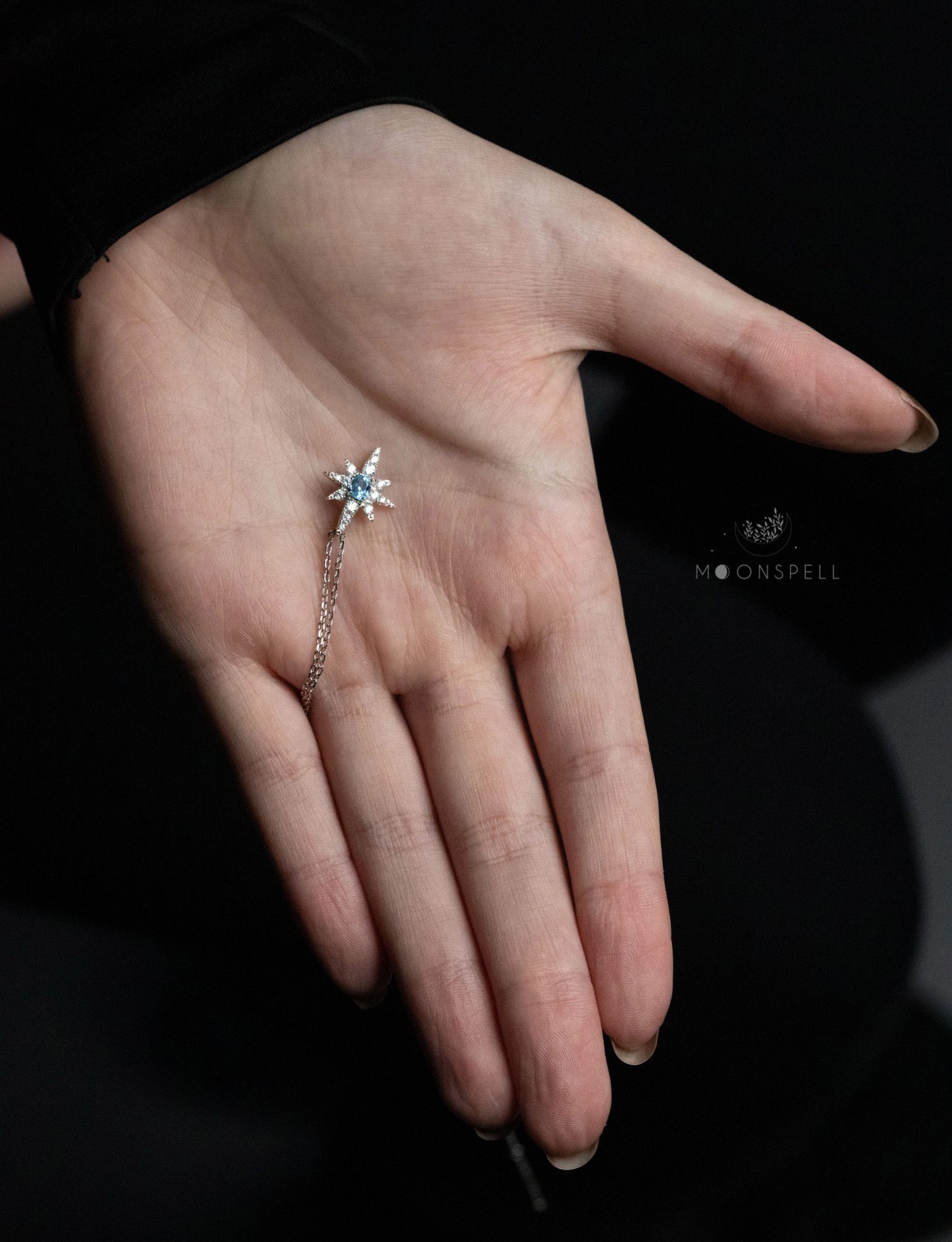 NZ north star necklace blue topaz 925 sterling silver white gold 18k plating vermeil precious fine jewellery gift for her birthday handmade