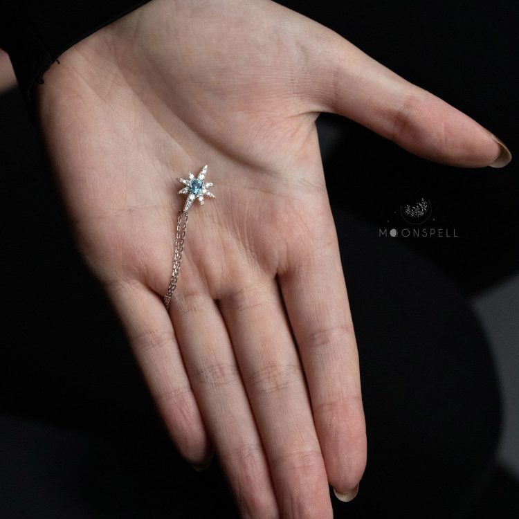 NZ north star necklace blue topaz 925 sterling silver white gold 18k plating vermeil precious fine jewellery gift for her birthday handmade