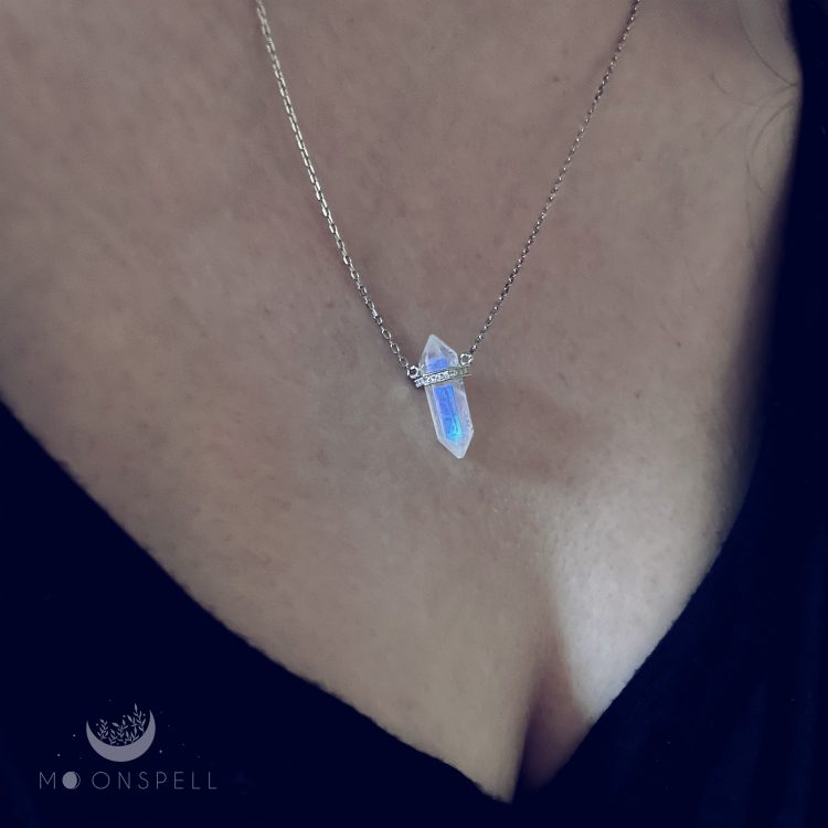 NZ Talisman Natural Moonstone 925 sterling silver necklace pendant genuine Handmade Rainbow moon stone June Birthstone Elvish gemstone fine jewellery gift of her birthday mystical